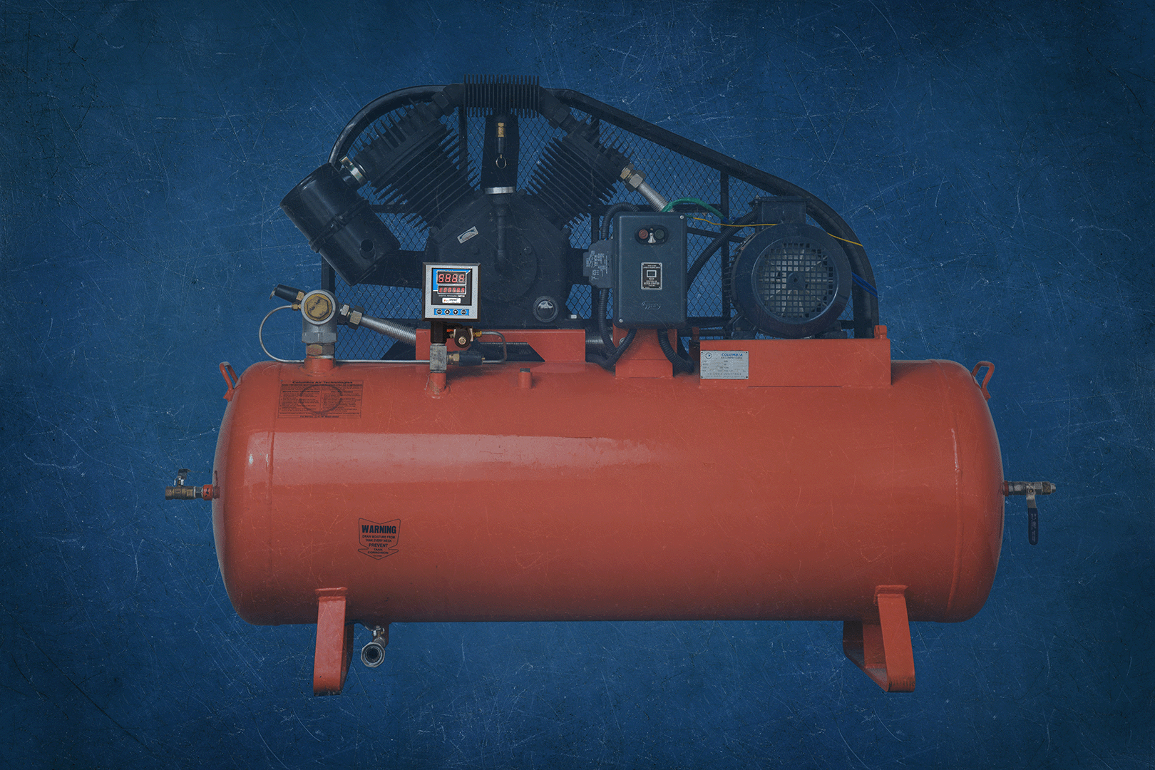Full reciprocating compressor with digital pressure switch installed