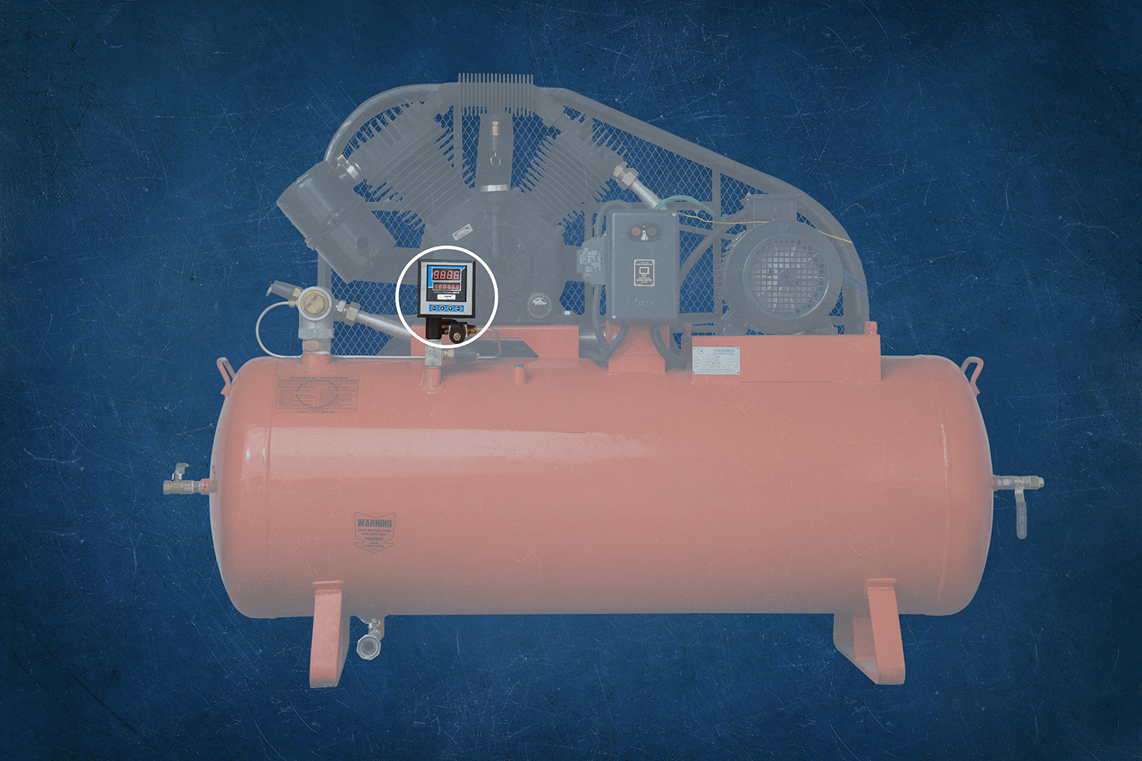 Compressor with pressure switch location highlighted